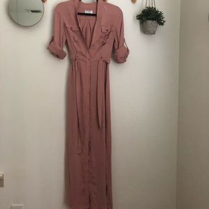LS Pink Runaway Maxi Dress with Side Slits